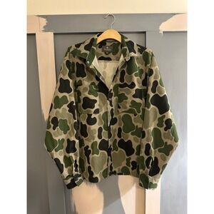 Saints Studio Mens Duck Camo Snap Front Shirt Jacket Green Large L